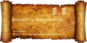 Bordás Barnabás névjegykártya