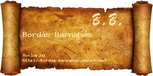 Bordás Barnabás névjegykártya